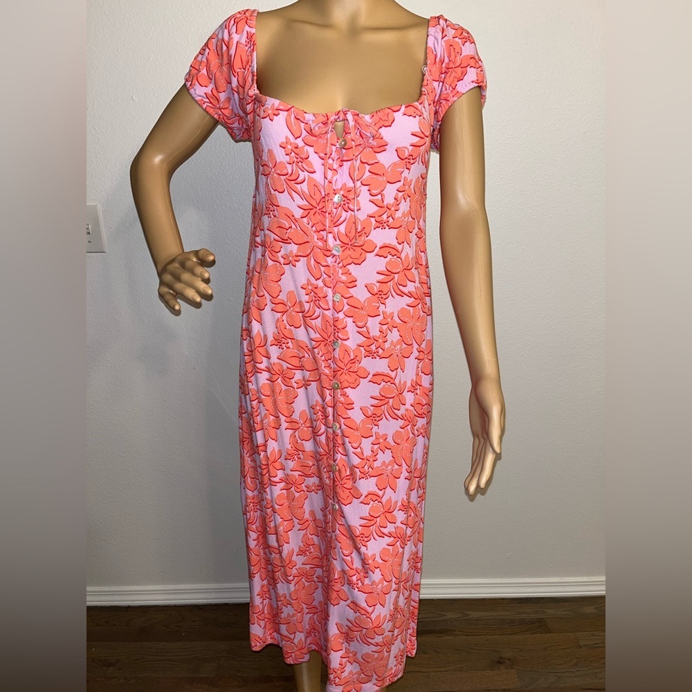 Roxy Pink and Coral Floral Maxi Chemise